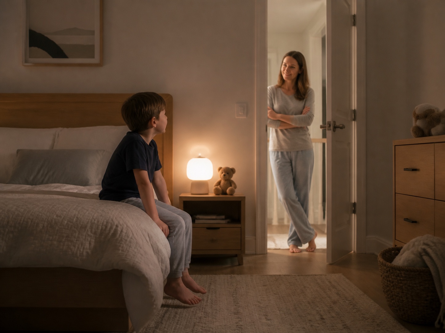Before STELARR: a plain bedroom at bedtime